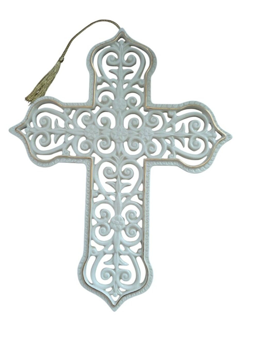 Mikasa Handcrafted White Porcelain Gilded Cross Wall Hanging With Gold Accents 1